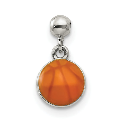 Sterling Silver Mio Memento Enamel Dangle Basket Ball Charm
