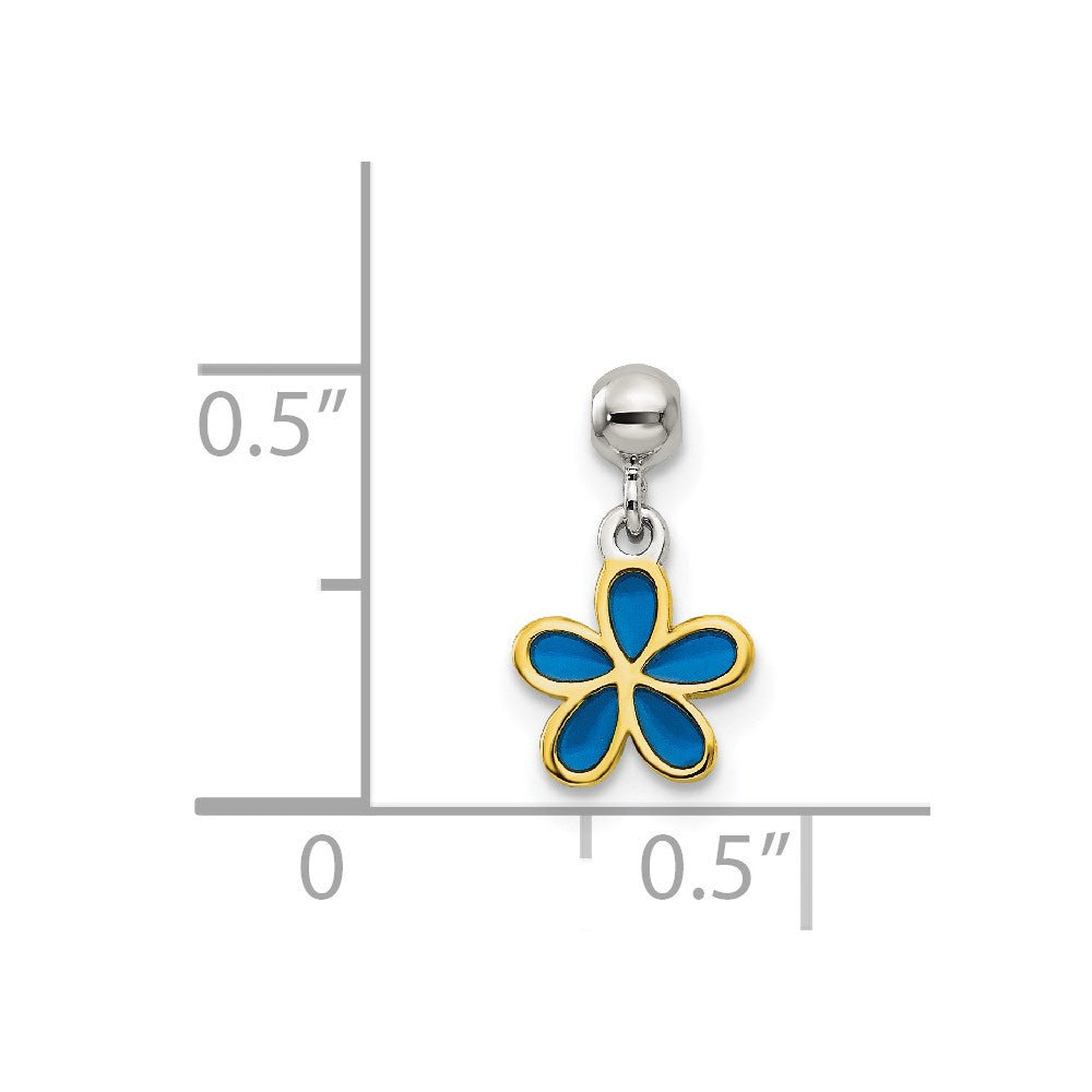 Sterling Silver Mio Memento Gold-Tone Blue Enamel Flower Charm