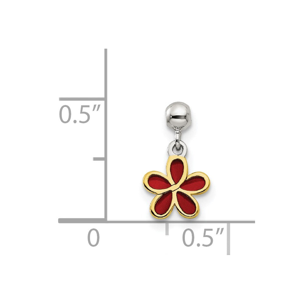 Sterling Silver Mio Memento Gold-Tone Red Enamel Flower Charm