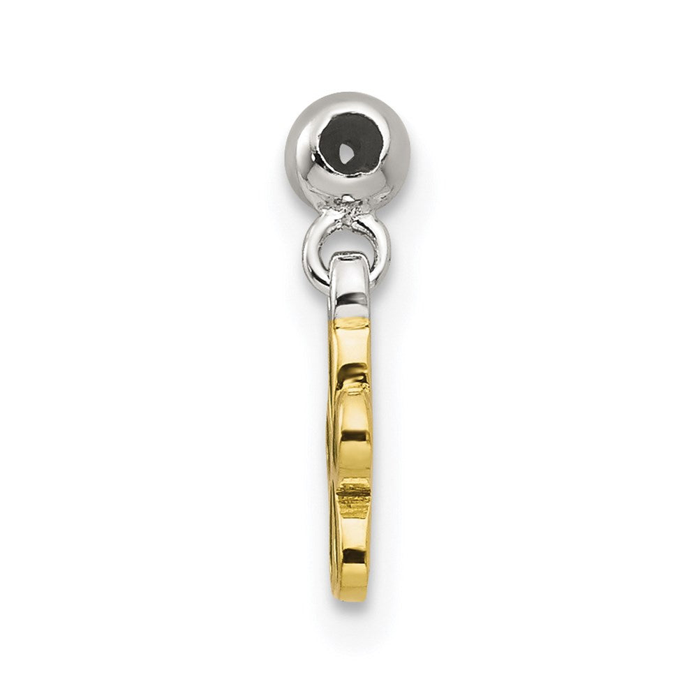 Sterling Silver Mio Memento Gold-Tone Green Enamel Flower Charm
