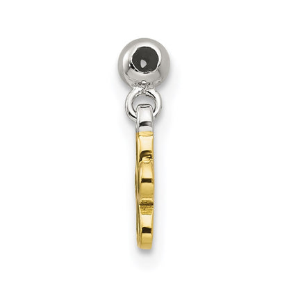 Sterling Silver Mio Memento Gold-Tone Green Enamel Flower Charm
