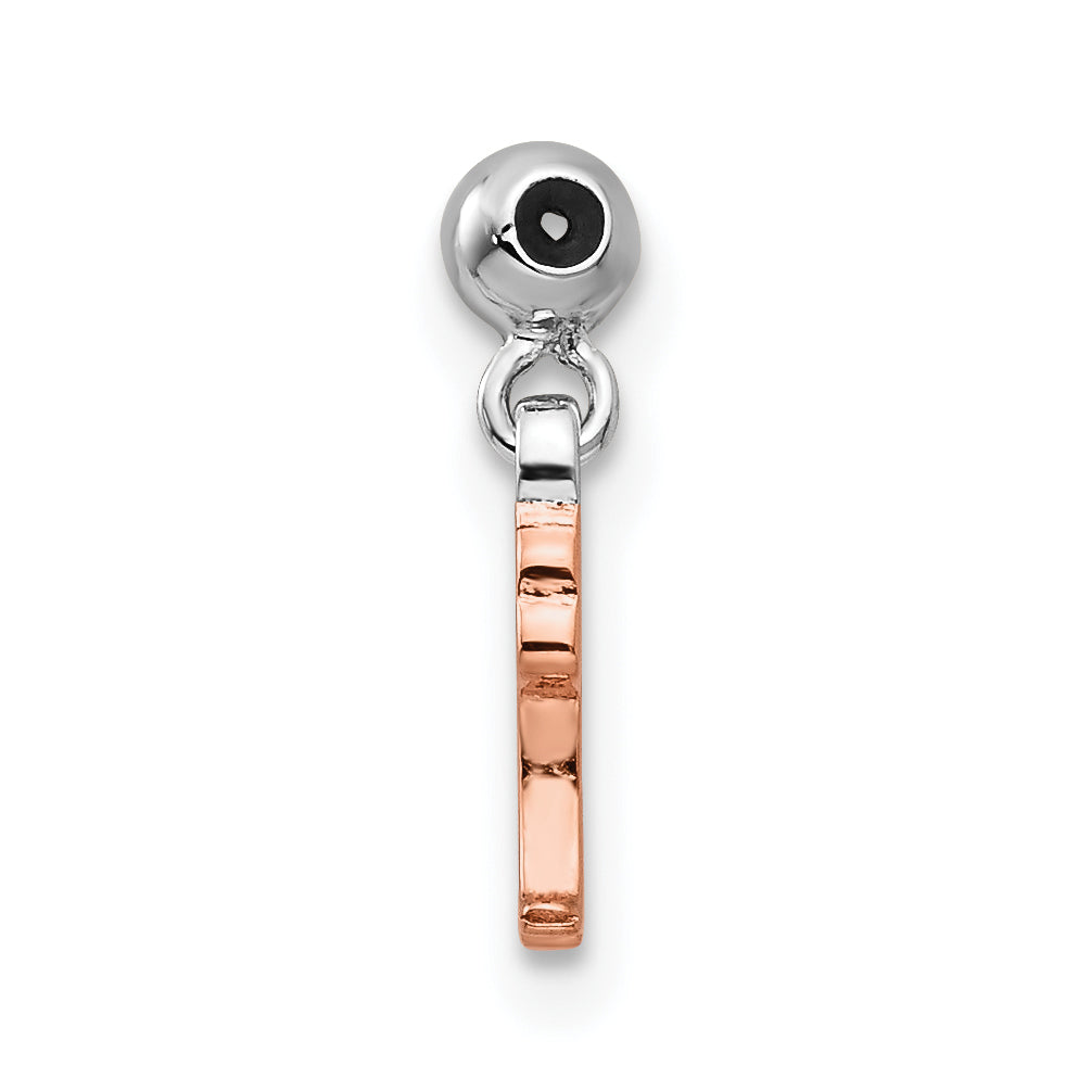 Sterling Silver Mio Memento Rhodium-Plated Rose-Tone Enamel Dangle Flamingo Charm