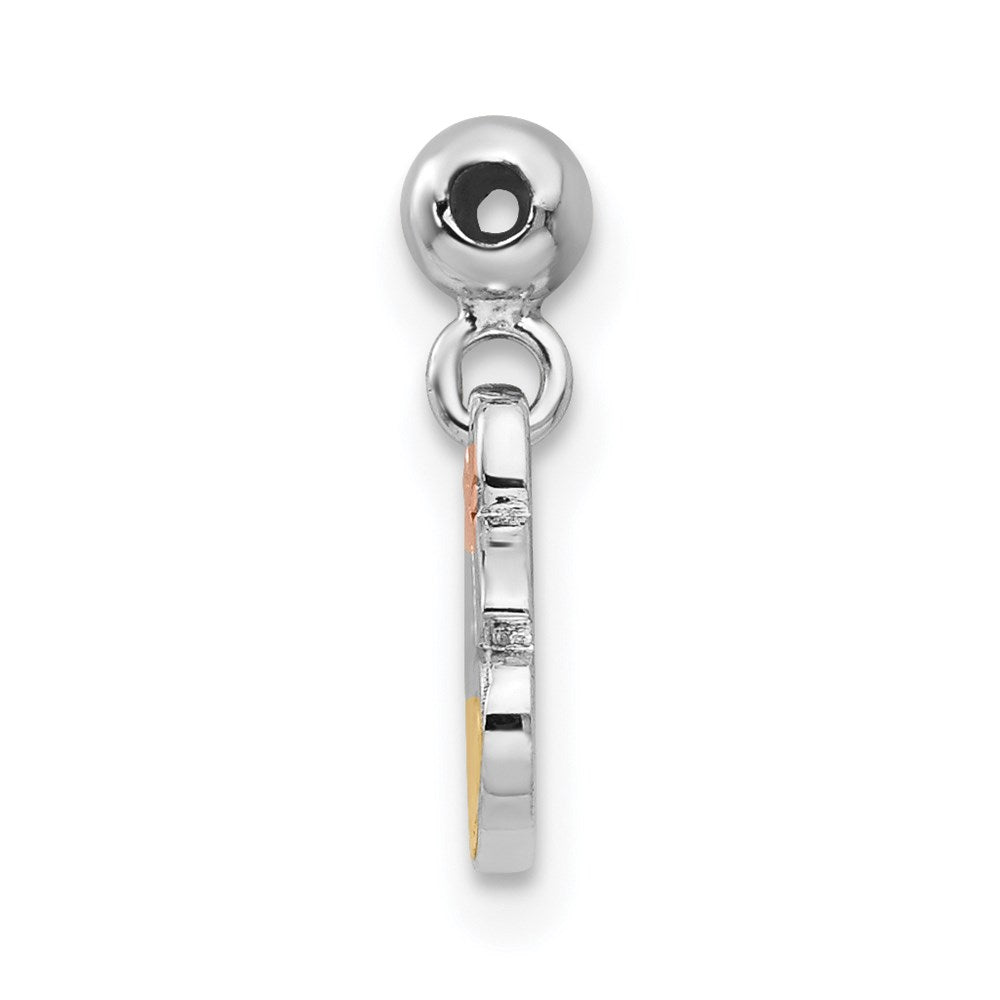Sterling Silver Mio Memento Rhodium-Plated Rose-Tone And Gold-Tone Bell Charm