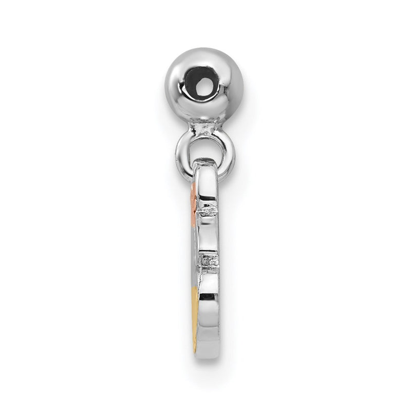 Sterling Silver Mio Memento Rhodium-Plated Rose-Tone And Gold-Tone Bell Charm