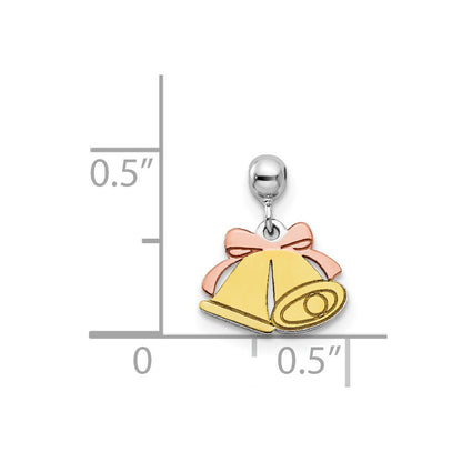 Sterling Silver Mio Memento Rhodium-Plated Rose-Tone And Gold-Tone Bell Charm