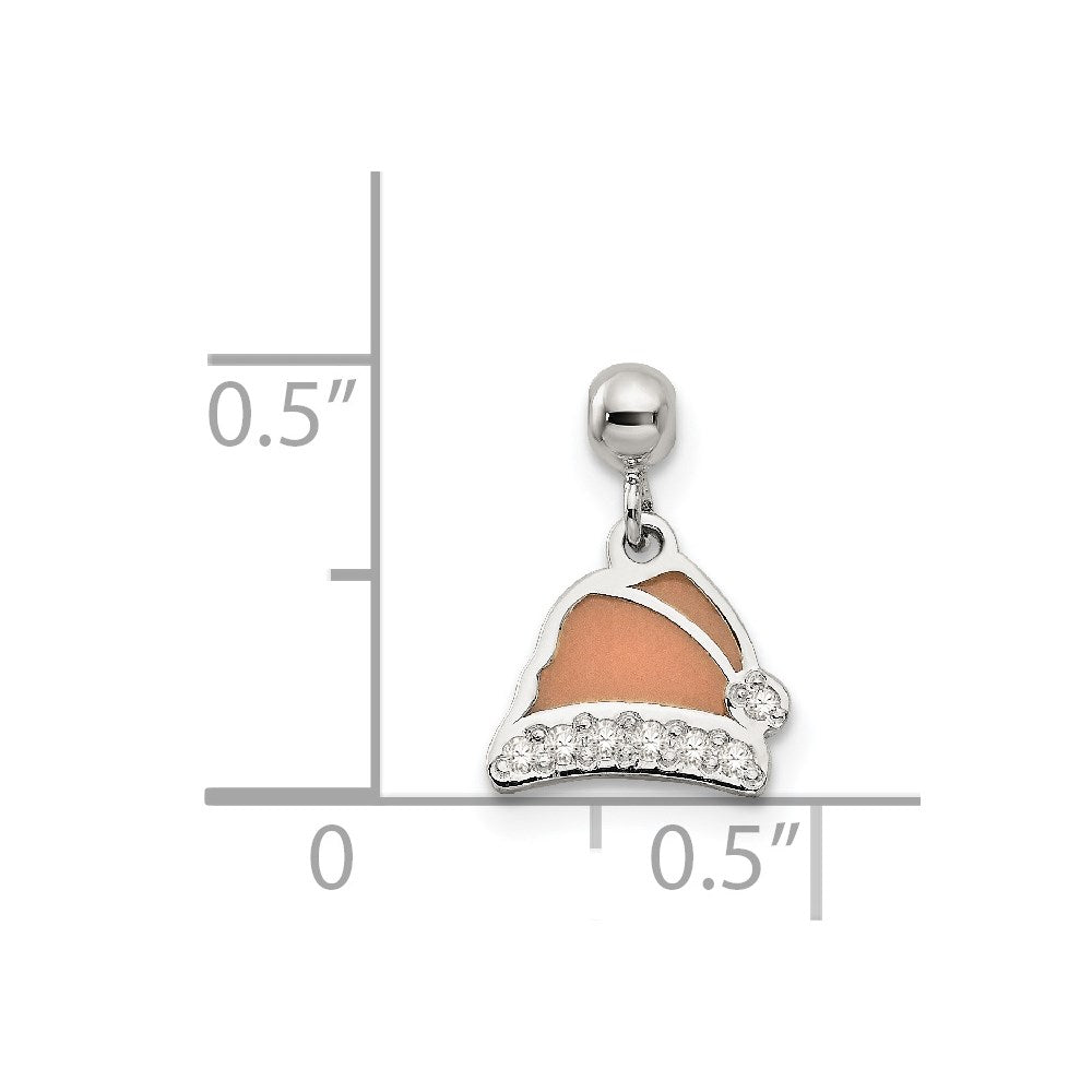 Sterling Silver Mio Memento Enamel With Cz Dangle Santa Hat Charm