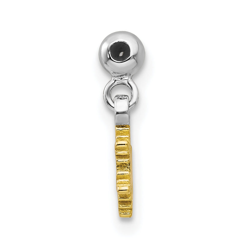 Sterling Silver Mio Memento Rhodium-Plated Gold-Tone Cz Snow Flake Charm