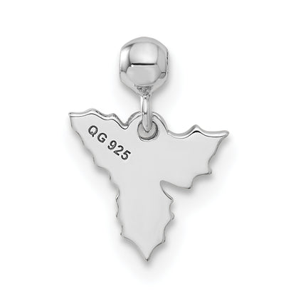 Sterling Silver Mio Memento Rhodium-Plated Rose-Tone Enamel Mistletoe Charm