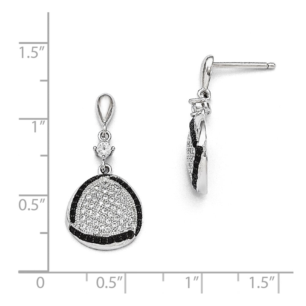 Sterling Silver & Cz True Fire Triangle Dangle Post Earrings