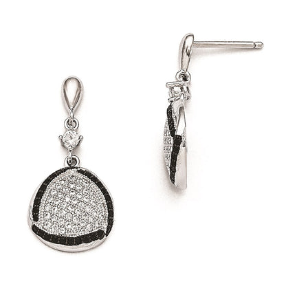 Sterling Silver & Cz True Fire Triangle Dangle Post Earrings