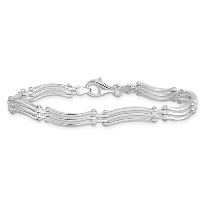Sterling Silver Brilliant Embers Rhodium-Plated 218 Stone 7.5 Inch Micro Pav Cz Bracelet