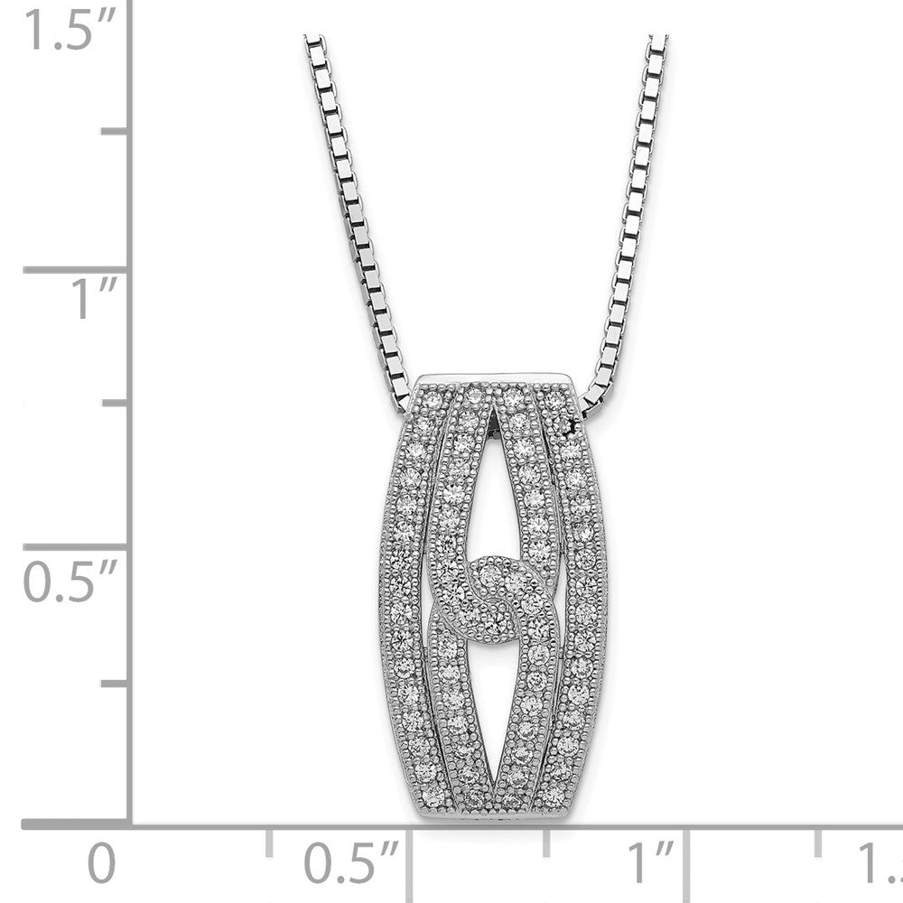 Sterling Silver Brilliant Embers Rhod-Plated Polished Cz W/2In Ext Necklace