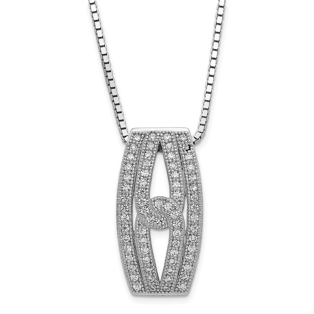 Sterling Silver Brilliant Embers Rhod-Plated Polished Cz W/2In Ext Necklace
