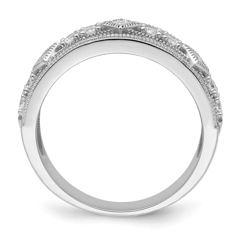 Sterling Silver Brilliant Embers Rhodium-Plated 59 Stone Micro Pav Cz Polished Ring