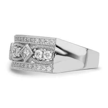Sterling Silver Brilliant Embers Rhodium-Plated 59 Stone Micro Pav Cz Polished Ring