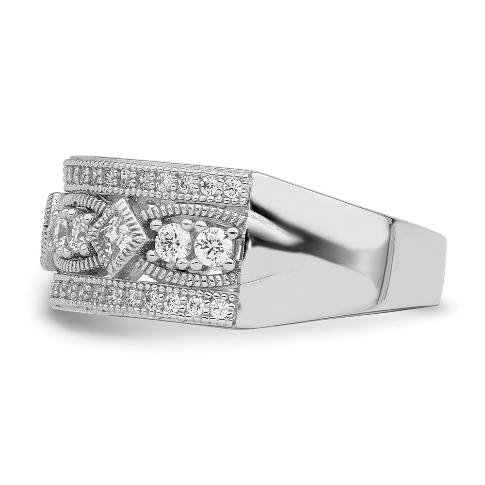 Sterling Silver Brilliant Embers Rhodium-Plated 59 Stone Micro Pav Cz Polished Ring