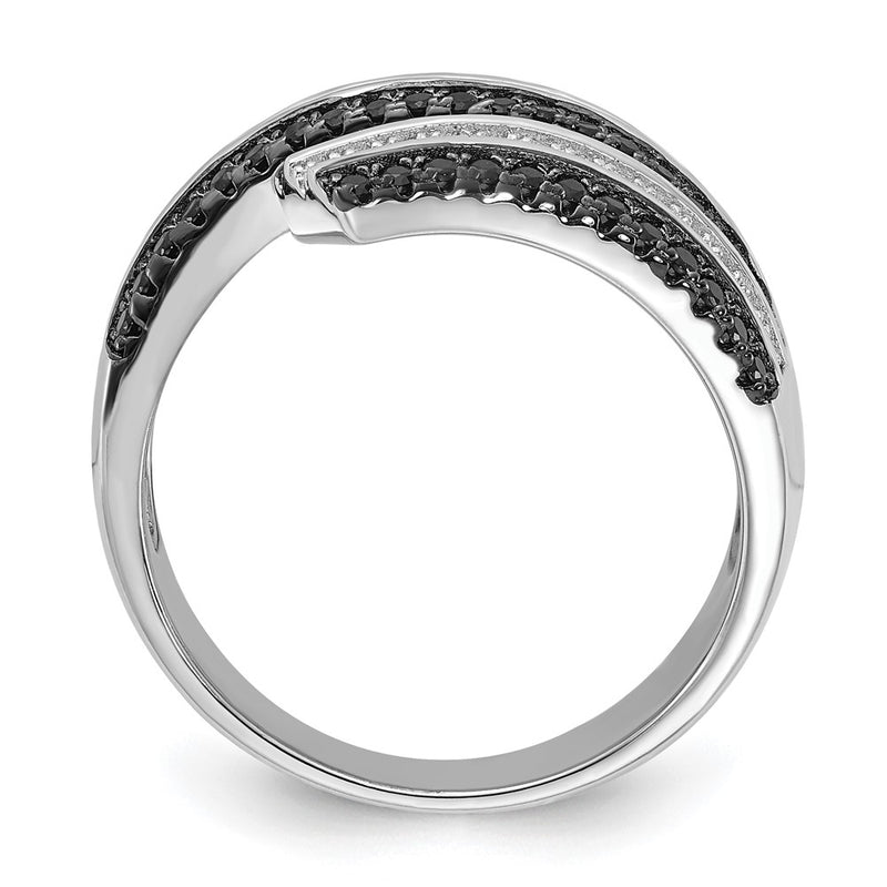 Sterling Silver Black & Clear Cz True Fire Ring