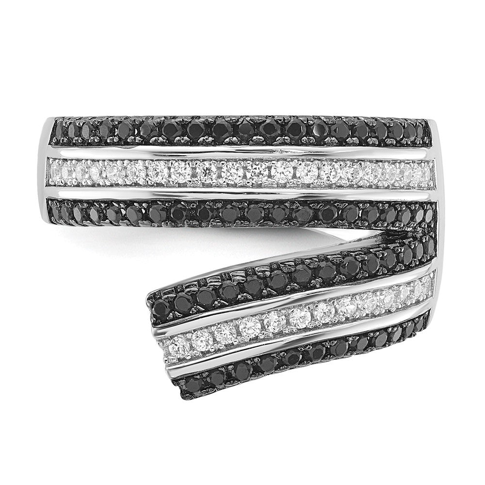 Sterling Silver Black & Clear Cz True Fire Ring