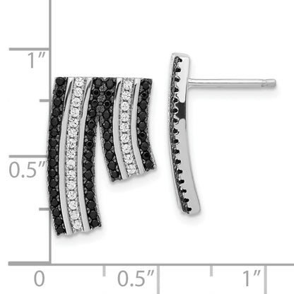 Sterling Silver True Fire Black & Clear Cz Post Earrings