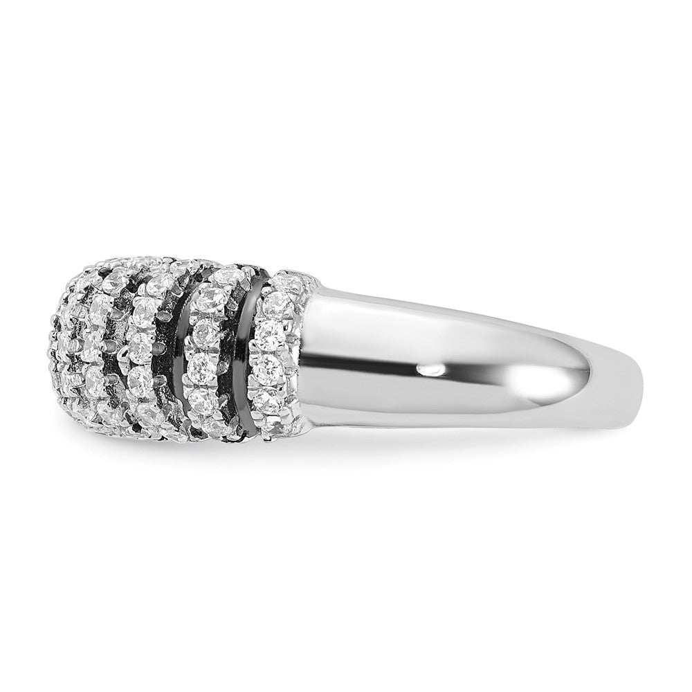Sterling Silver W/ Black Rhodium & Cz Brilliant Embers Ring