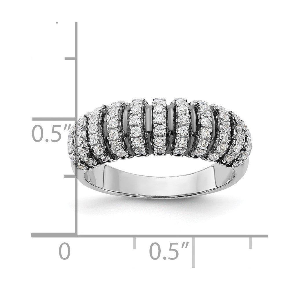 Sterling Silver W/ Black Rhodium & Cz Brilliant Embers Ring