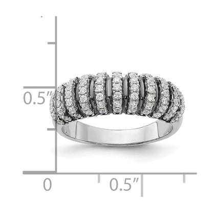 Sterling Silver W/ Black Rhodium & Cz Brilliant Embers Ring