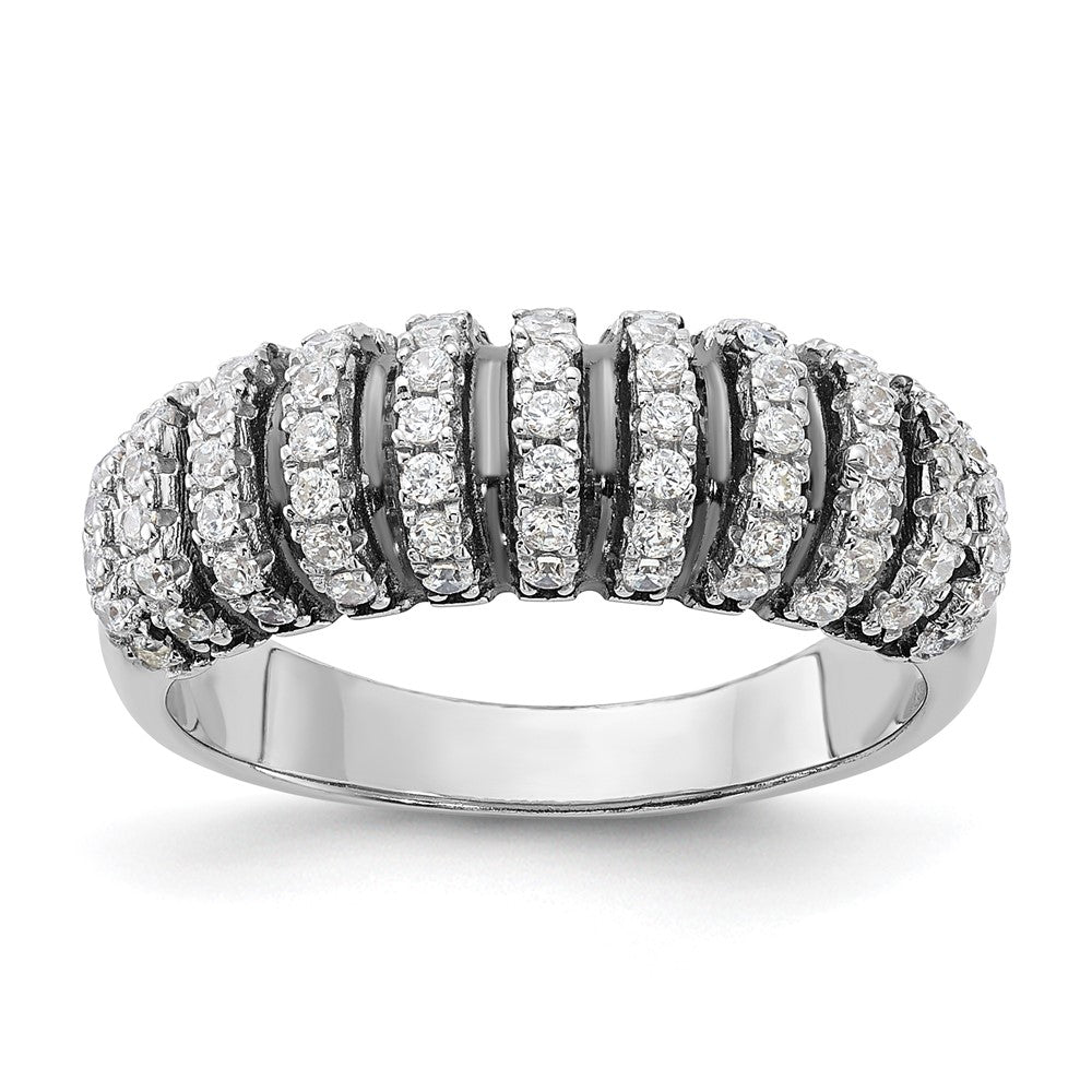 Sterling Silver W/ Black Rhodium & Cz Brilliant Embers Ring