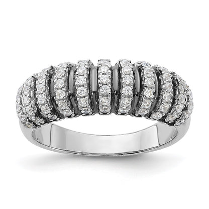Sterling Silver W/ Black Rhodium & Cz Brilliant Embers Ring