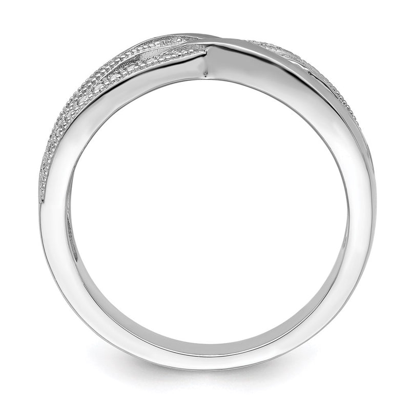 Sterling Silver Brilliant Embers Rhodium-Plated 44 Stone Micro Pav Cz Polished Ring