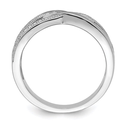 Sterling Silver Brilliant Embers Rhodium-Plated 44 Stone Micro Pav Cz Polished Ring