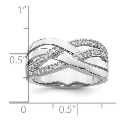 Sterling Silver Brilliant Embers Rhodium-Plated 44 Stone Micro Pav Cz Polished Ring