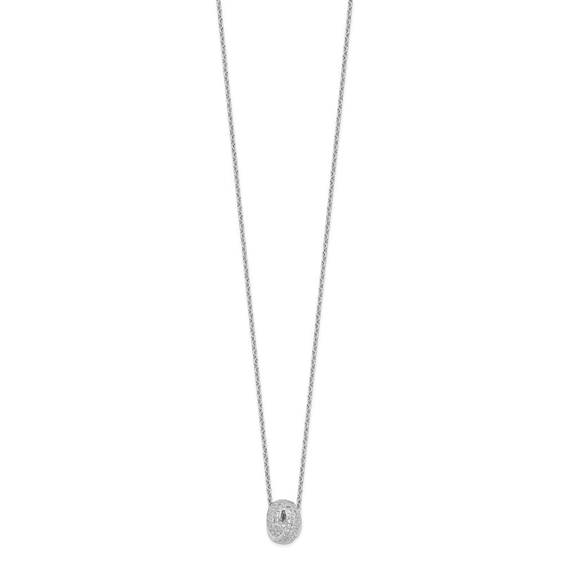 Sterling Silver Brilliant Embers Rhodium-Plated 122 Stone 18 Inch Micro Pav Cz Love Knot Necklace With 2 Extender