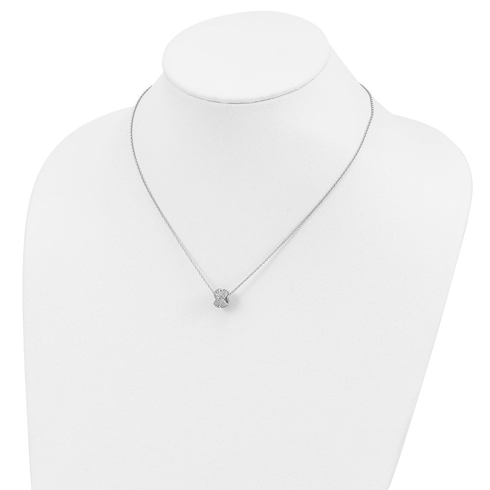 Sterling Silver Brilliant Embers Rhodium-Plated 122 Stone 18 Inch Micro Pav Cz Love Knot Necklace With 2 Extender