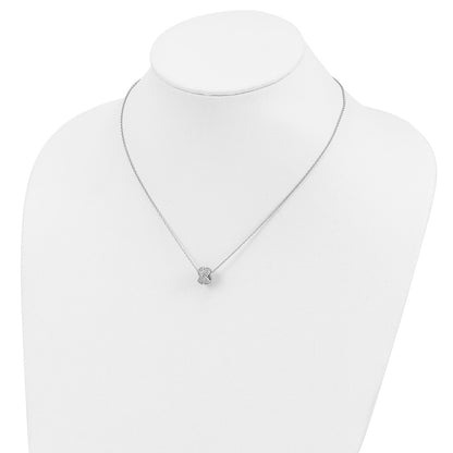 Sterling Silver Brilliant Embers Rhodium-Plated 122 Stone 18 Inch Micro Pav Cz Love Knot Necklace With 2 Extender