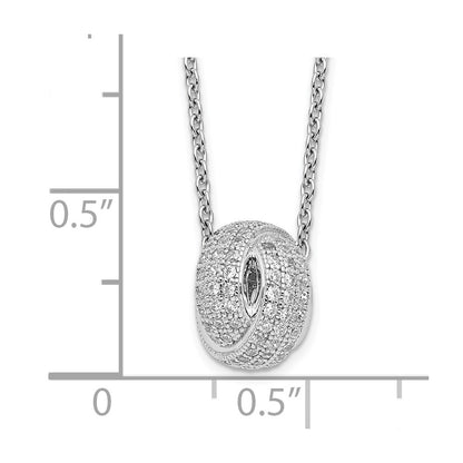 Sterling Silver Brilliant Embers Rhodium-Plated 122 Stone 18 Inch Micro Pav Cz Love Knot Necklace With 2 Extender