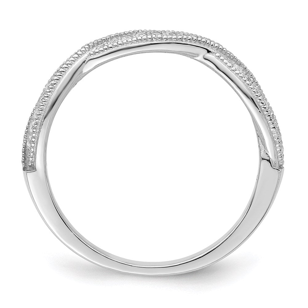 Sterling Silver Brilliant Embers Rhodium-Plated 48 Stone Criss Cross Micro Pav Cz Polished Ring