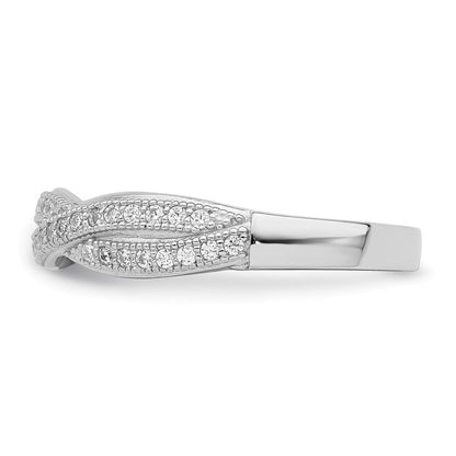 Sterling Silver Brilliant Embers Rhodium-Plated 48 Stone Criss Cross Micro Pav Cz Polished Ring