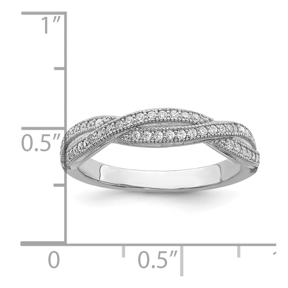 Sterling Silver Brilliant Embers Rhodium-Plated 48 Stone Criss Cross Micro Pav Cz Polished Ring