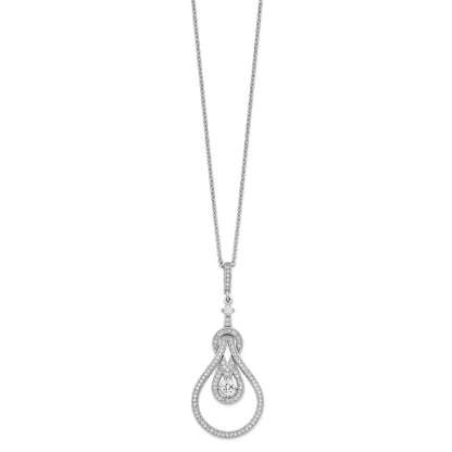 Sterling Silver Brilliant Embers Rhodium-Plated 109 Stone 18 Inch Micro Pav Cz Polished Necklace With 2 Extender