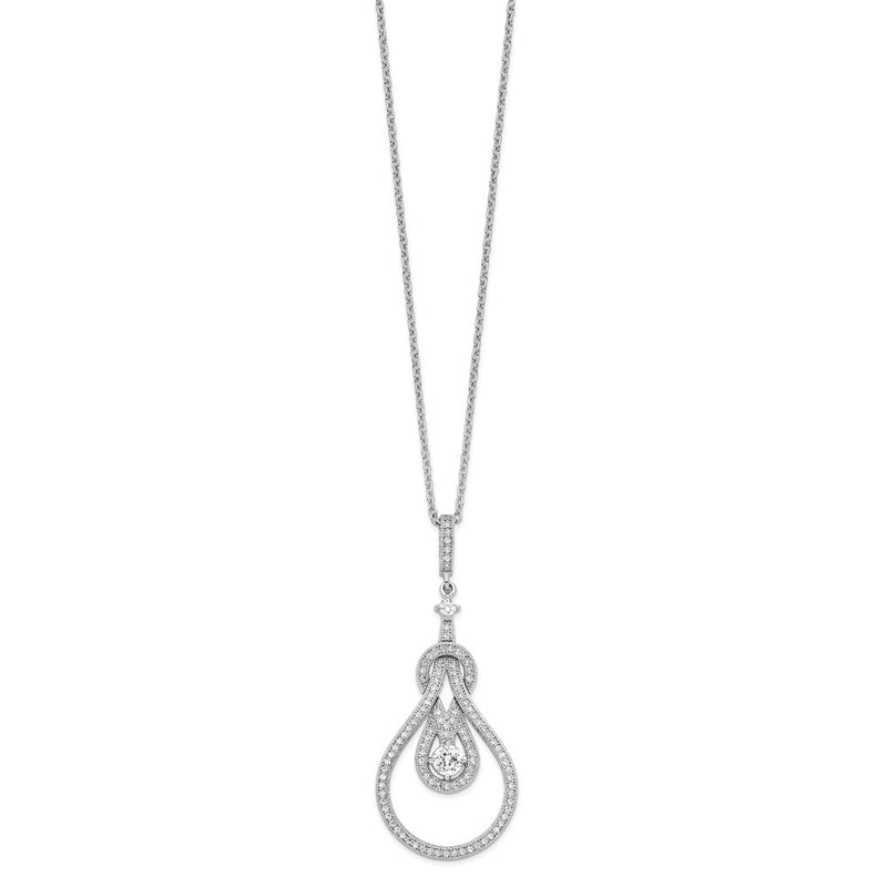 Sterling Silver Brilliant Embers Rhodium-Plated 109 Stone 18 Inch Micro Pav Cz Polished Necklace With 2 Extender