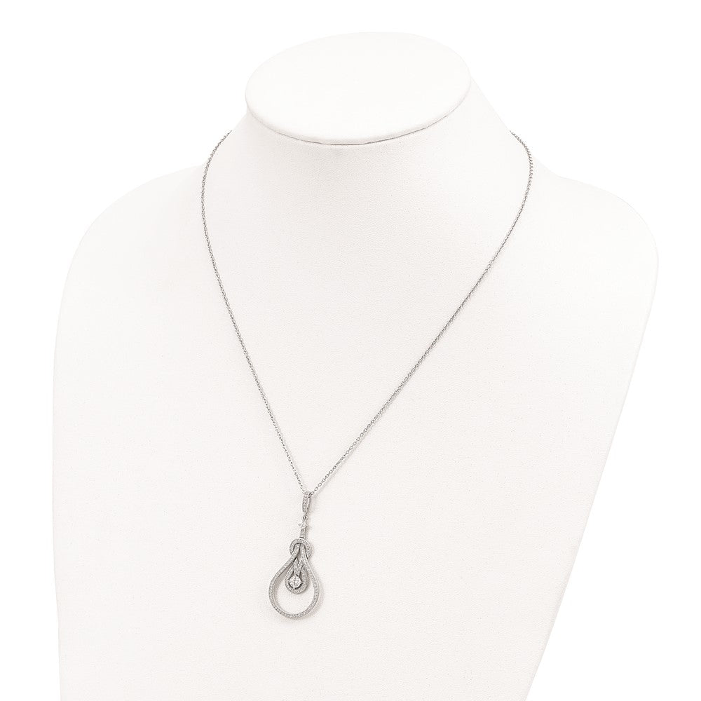 Sterling Silver Brilliant Embers Rhodium-Plated 109 Stone 18 Inch Micro Pav Cz Polished Necklace With 2 Extender