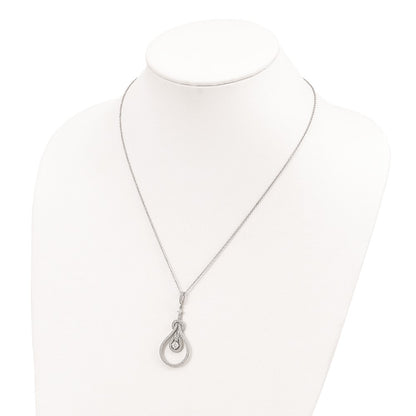 Sterling Silver Brilliant Embers Rhodium-Plated 109 Stone 18 Inch Micro Pav Cz Polished Necklace With 2 Extender