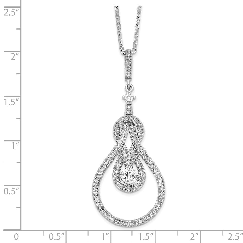 Sterling Silver Brilliant Embers Rhodium-Plated 109 Stone 18 Inch Micro Pav Cz Polished Necklace With 2 Extender