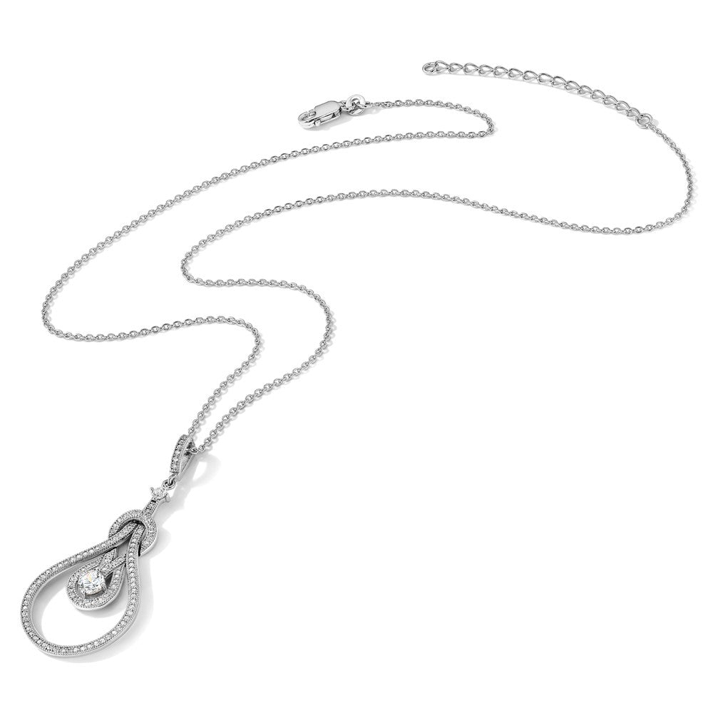 Sterling Silver Brilliant Embers Rhodium-Plated 109 Stone 18 Inch Micro Pav Cz Polished Necklace With 2 Extender