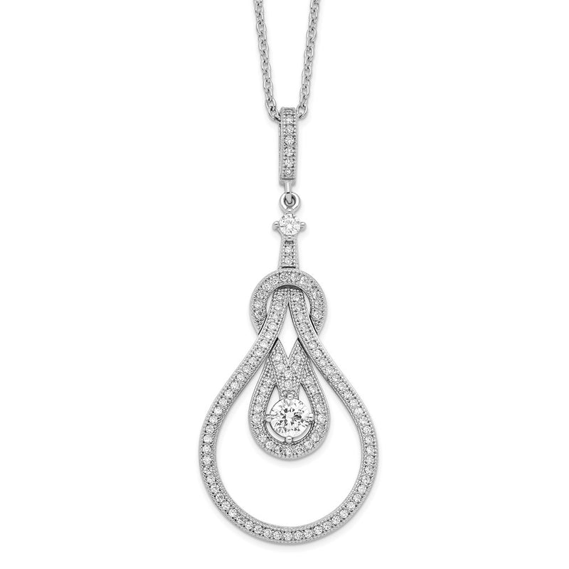 Sterling Silver Brilliant Embers Rhodium-Plated 109 Stone 18 Inch Micro Pav Cz Polished Necklace With 2 Extender
