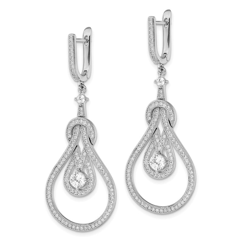 Sterling Silver Brilliant Embers Rhodium Plated 226 Stone Cz Hinged Hoop Chandelier Dangle Earrings