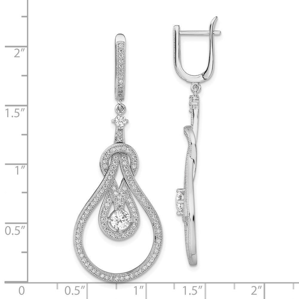 Sterling Silver Brilliant Embers Rhodium Plated 226 Stone Cz Hinged Hoop Chandelier Dangle Earrings