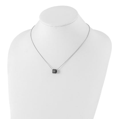 Sterling Silver Black Rhodium Cz Circle Bead True Fire Necklace