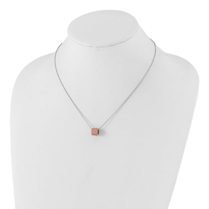 Ss/Gold Plated Brilliant Embers Sterling Silver Rose Gold-Plated Pink Cz W/ 2In Ext Necklace