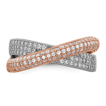 Ss/Gold Plated Brilliant Embers Sterling Silver Rose Gold-Plated Rhodium-Plated 162 Stone Micro Pav Cz Polished Ring